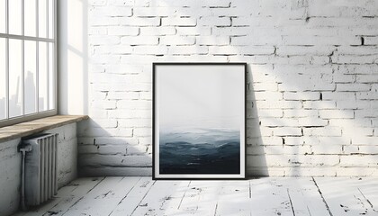 Framed print of a layered abstract landscape.