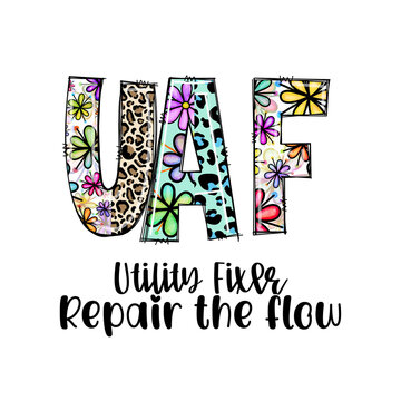 UAF Utility Fixers Repair the Flow Design Graphic Tee