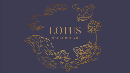 Lotus and clouds asian style background illustration