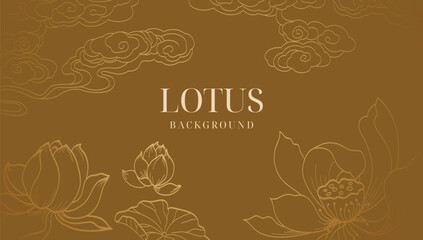 Elegant blooming lotus and clouds asian style background