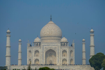 Obraz premium Taj Mahal in Agra Uttar Pradesh is a top tourism attraction of India and is a Mausoleum of Love
