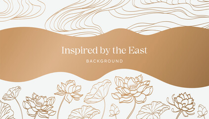 Luxury blooming lotus and waves background illustration