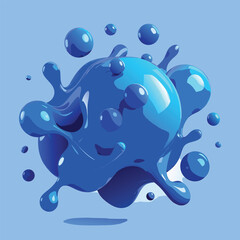 Abstract blue liquid blobs smooth 3d fluid dynamic design