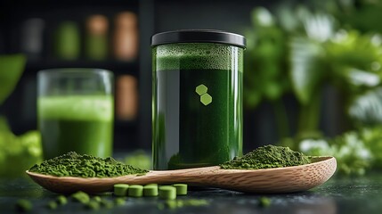 Green superfood powder  drink.