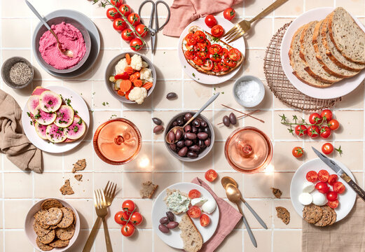 Colorful Mediterranean-style brunch spread with fresh vegetables and bread.jpg