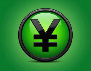 Obraz premium Green button with black yen symbol (1)