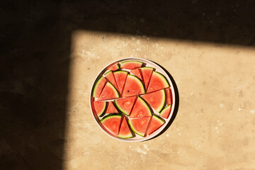 Watermelon slice in the sun.
