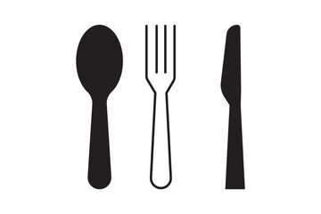 Tableware thin line icon set of fork, knife, spoon. Logotype menu. Cutlery and crockery sign. Flat style eating utensils symbol collection. Cutlery icon. restaurant business concept eps 10