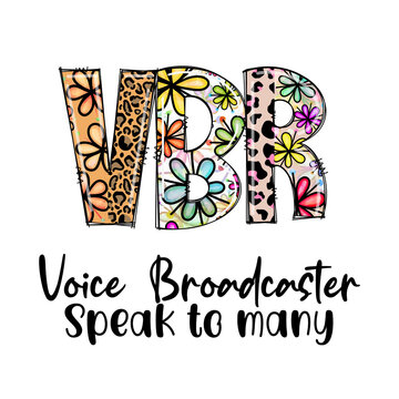 VBR Voice Broadcaster Speak To Many Design with Flowers and Leopard Print