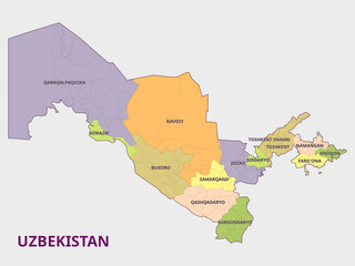Map of Uzbekistan Regions and Administrative Divisions