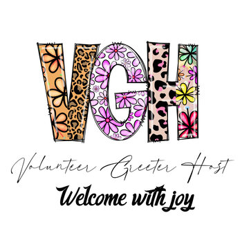 VGH Volunteer Greeter Host Welcome with Joy Graphic Design