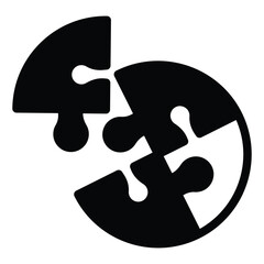Logical puzzle game piece solid icon, neural network concept. Vector graphics. Puzzle bubble, logic game sign on white background, style mobile or design.