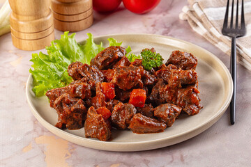 Hungarian goulash with beef meat