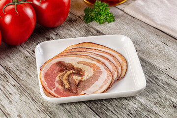 Iralian pancetta sausage pork meat