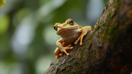 tropical tree frog on tree in jungle, amphibian, nature