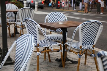 Restaurant tables in Sete, France