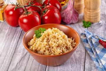 Vegan cuisine - boiled bulgur garnish