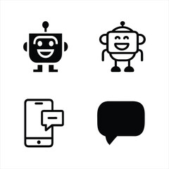 Chatbot on Mobile Vector Illustration Icons