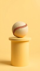 An isolated, round baseball and worn leather glove with a classic wooden bat are ready for a hardball game