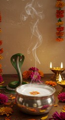 Panchami Festival Altar and Traditional Indian Offerings