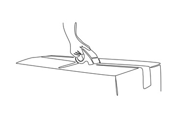one continuous line draw of cardboard box packed with duct tape. Courier activity minimalist concept. Delivery at simple line design.