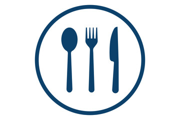 Silverware solid monochrome icon set. Dinner dish or plate with spoon and fork sign outline for apps and websites. eps 10

