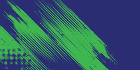 Abstract Sport Background with Green and Blue Brush Texture and Halftone Effect. Dirty Grunge Background modern art grunge