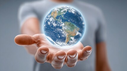 Earth Hovering Above Open Palm