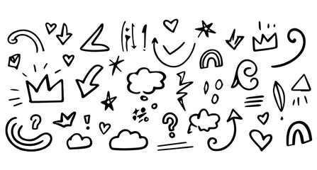 Line icon set in different styles. Vector hand drawn icon set in different styles.