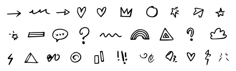 Obraz premium Line icon set in different styles. Vector hand drawn icon set in different styles.