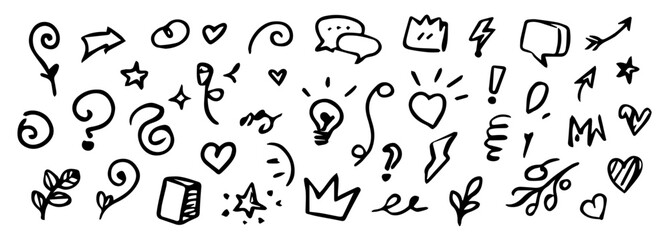 Fototapeta premium Line icon set in different styles. Vector hand drawn icon set in different styles.