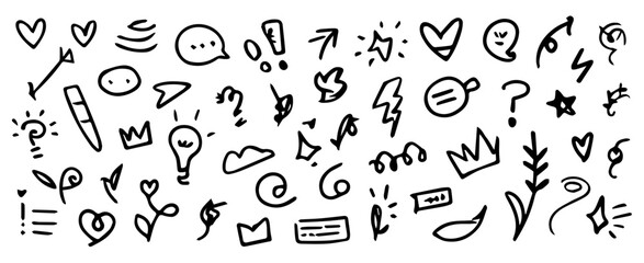 Obraz premium Line icon set in different styles. Vector hand drawn icon set in different styles.