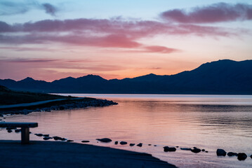 sunset on the Sayram lake