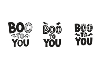 Halloween Boo To You  Text with Spooky Bats and Fun Typography  Festive Holiday Greeting