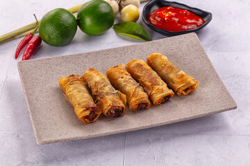 Stuffed Vietnamese Nem roll with meat