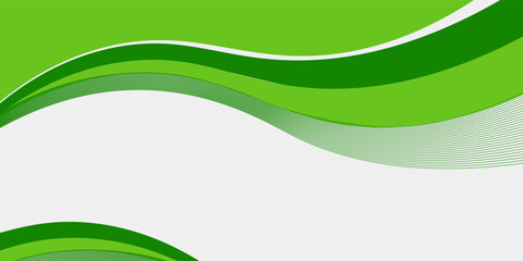 Abstract White and Green wave wide background banner