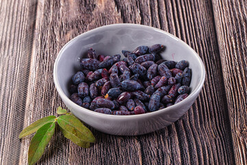 Sweet juicy ripe honeysuckle berries