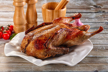 Baked with spices whole duck