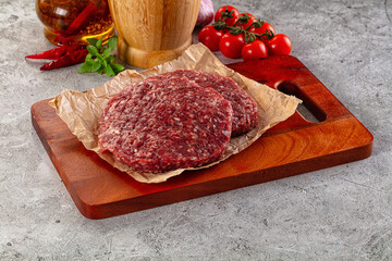 Raw beef burger cutlet for grill