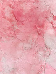 A detailed close up of a pink textured wall with cracks and uneven surfaces creating an abstract pattern