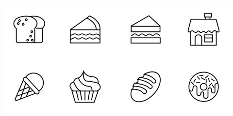 Bakery Icons Pack. Thin line icons set. Flaticon collection set. Simple vector icons