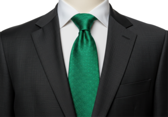Isolated Elegant Gray Suit with Textured Green Tie