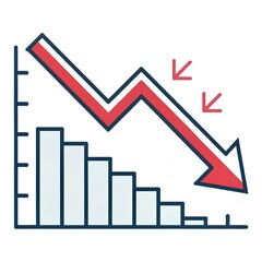 Minimalist Vector Stock Decline Graph Icon Symbolizing Financial Decrease and Bear Market