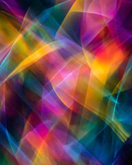 Abstract image featuring overlapping curved lines with a vibrant and colorful light effect display