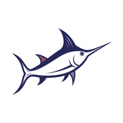 Swordfish With Vector Outline Illustration