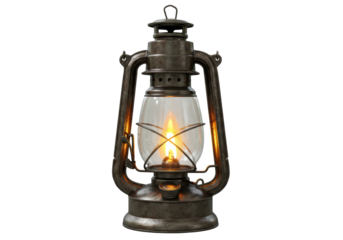 Isolated Old Lantern with Glass