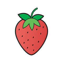 Strawberry With Vector Outline Illustration