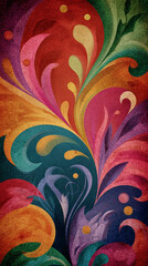 Abstract painting featuring swirling shapes and vibrant colors creating a dynamic composition art piece