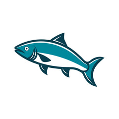 Salmon With Vector Outline Drawing