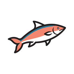 Salmon Fish With Vector Outline Illustration